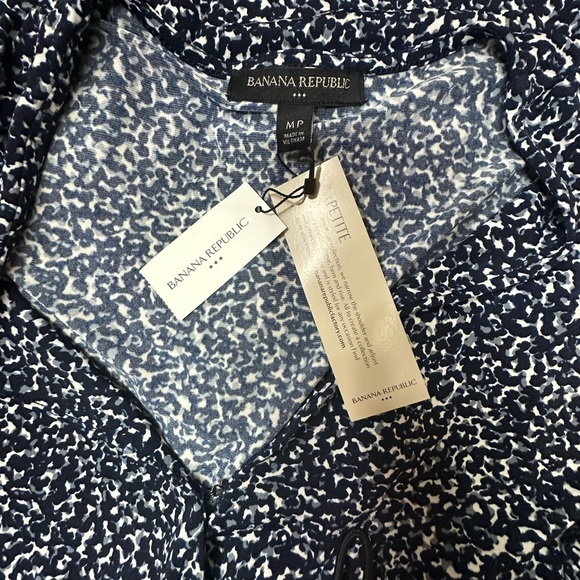 NWT Banana Republic Blue and White Asymmetrical Ruched Mini Dress - Picture 9 of 13